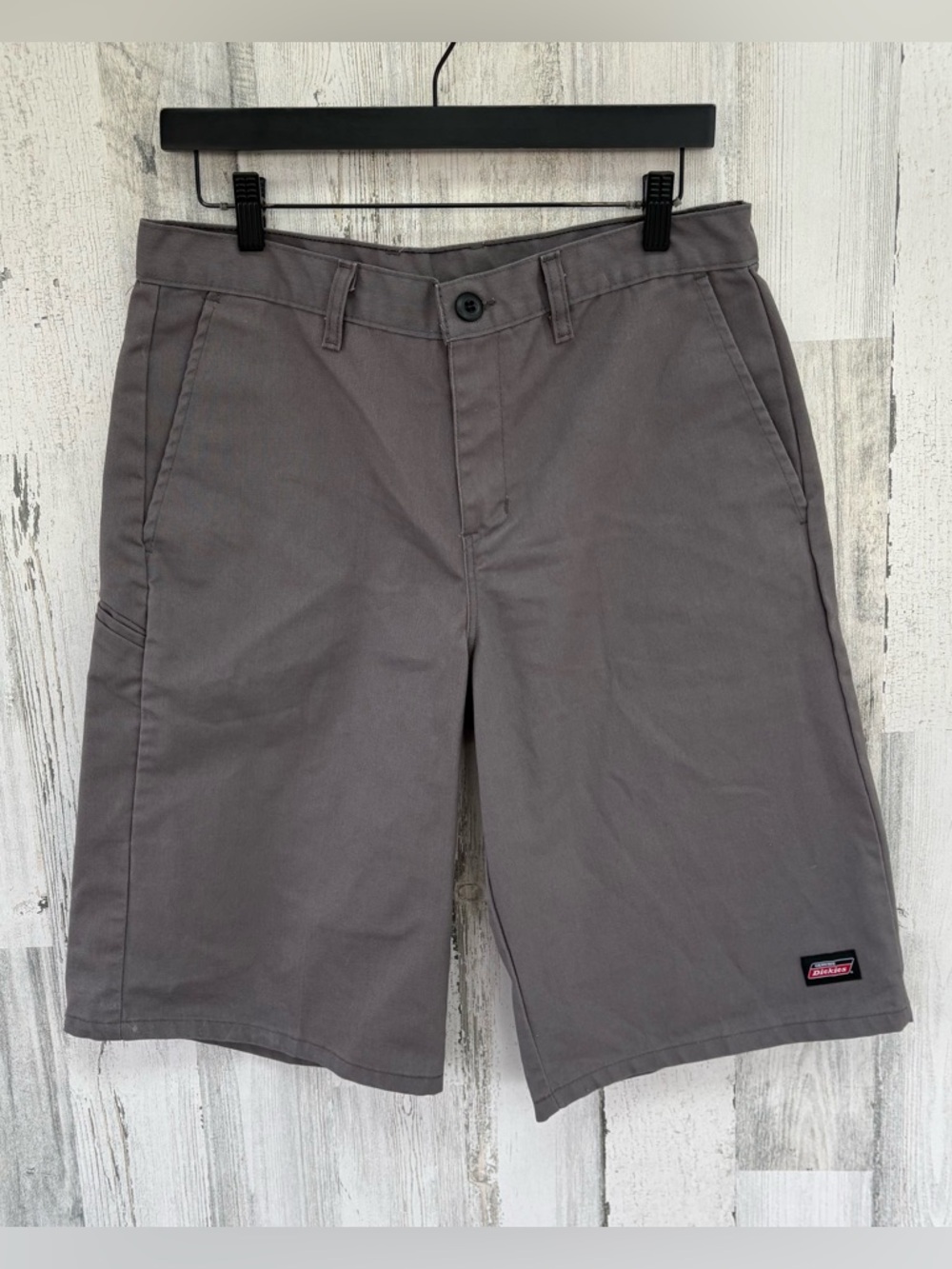 Dickies Men’s Size 32 Long Twill Work Shorts In Gray Zip & Button Closure